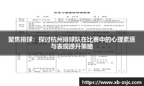 聚焦排球：探讨杭州排球队在比赛中的心理素质与表现提升策略