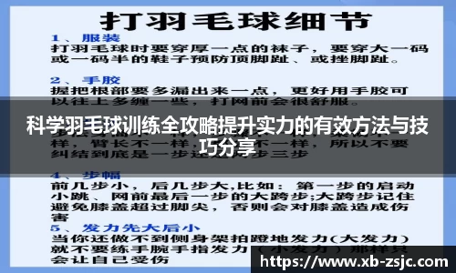 科学羽毛球训练全攻略提升实力的有效方法与技巧分享
