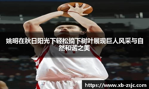 姚明在秋日阳光下轻松摘下树叶展现巨人风采与自然和谐之美